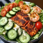 Blackened Salmon & Shrimp Salad