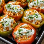 Buffalo Chicken Stuffed Peppers - Dairy Free & Low Carb