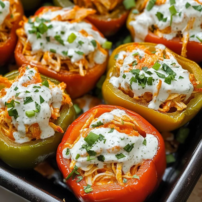 Buffalo Chicken Stuffed Peppers - Dairy Free & Low Carb