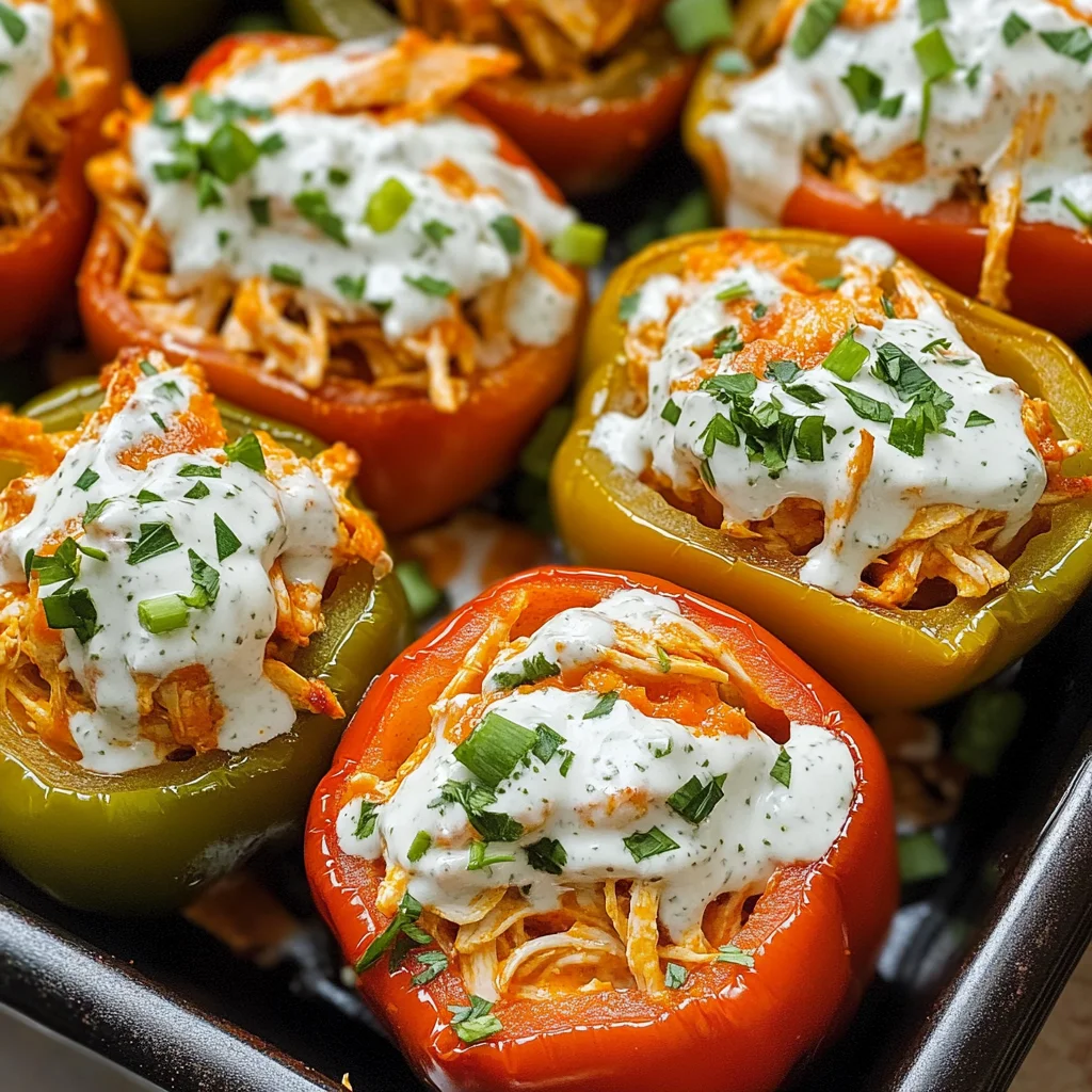 Buffalo Chicken Stuffed Peppers - Dairy Free & Low Carb