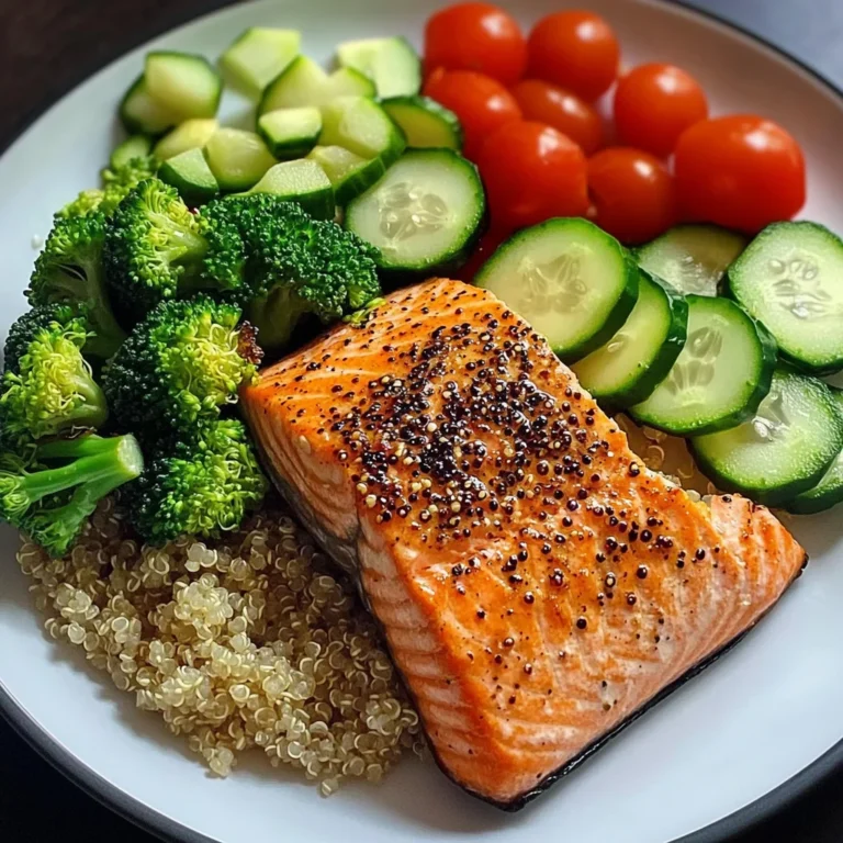 Grilled Salmon Power Plate with Quinoa & Steamed Veggies