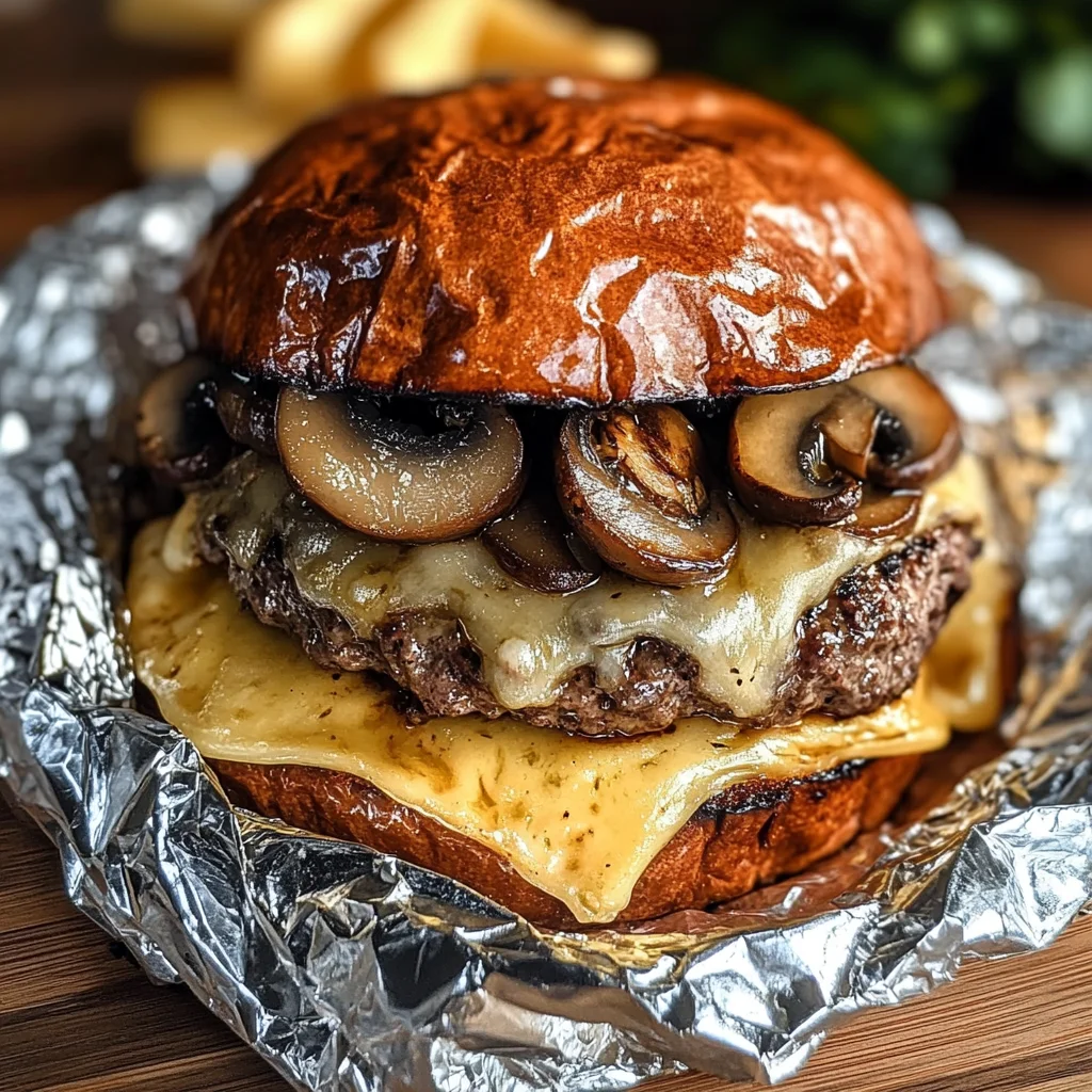 Mushroom and Swiss Burger Foil Packets