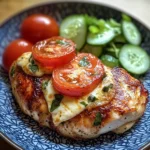 Tomato & Cheese Stuffed Chicken Breast with Cucumber-Tomato Salad