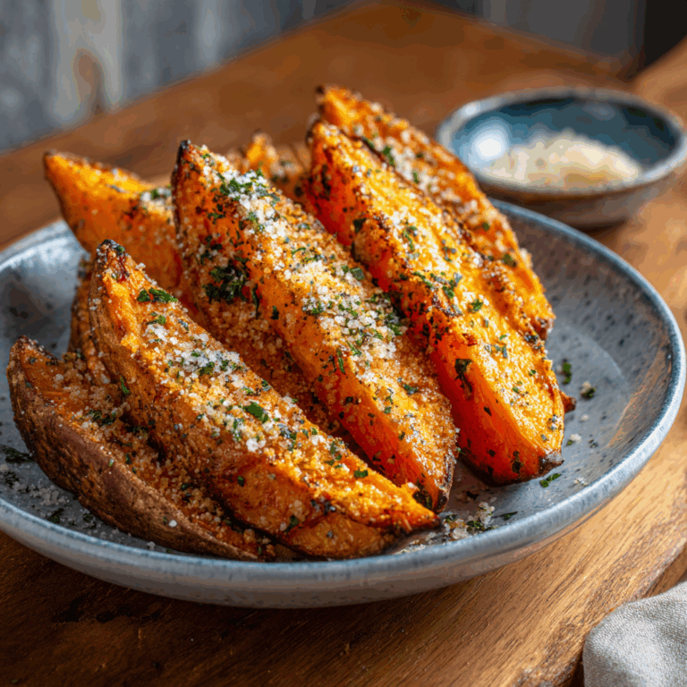 Garlic Parmesan Sweet Potato Wedges