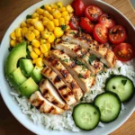 Chicken and Veggie Rice Bowl with Mozzarella