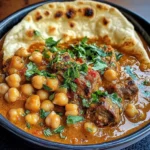 Coconut Lamb Curry with Chickpeas and Garlic Naan