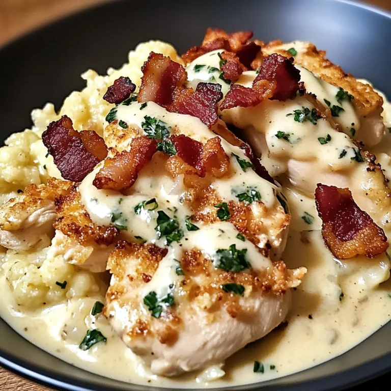 Creamy Cauliflower Alfredo with Chicken and Bacon