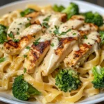 Creamy Chicken Alfredo Fettuccine with Broccoli