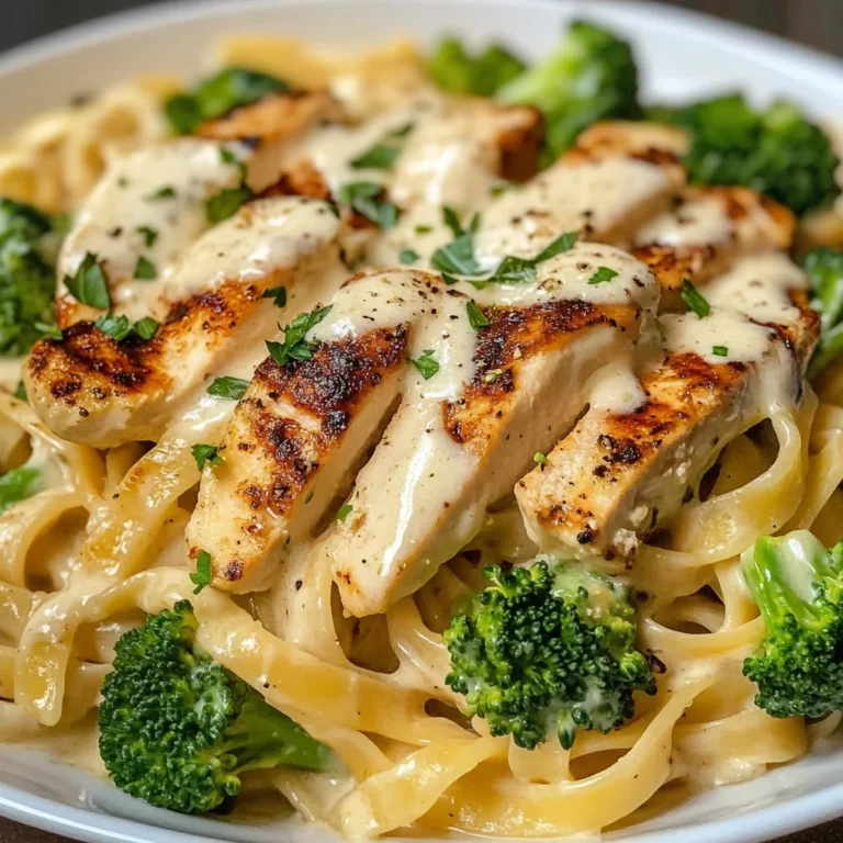 Creamy Chicken Alfredo Fettuccine with Broccoli