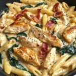 Creamy Chicken Bacon Penne with Spinach