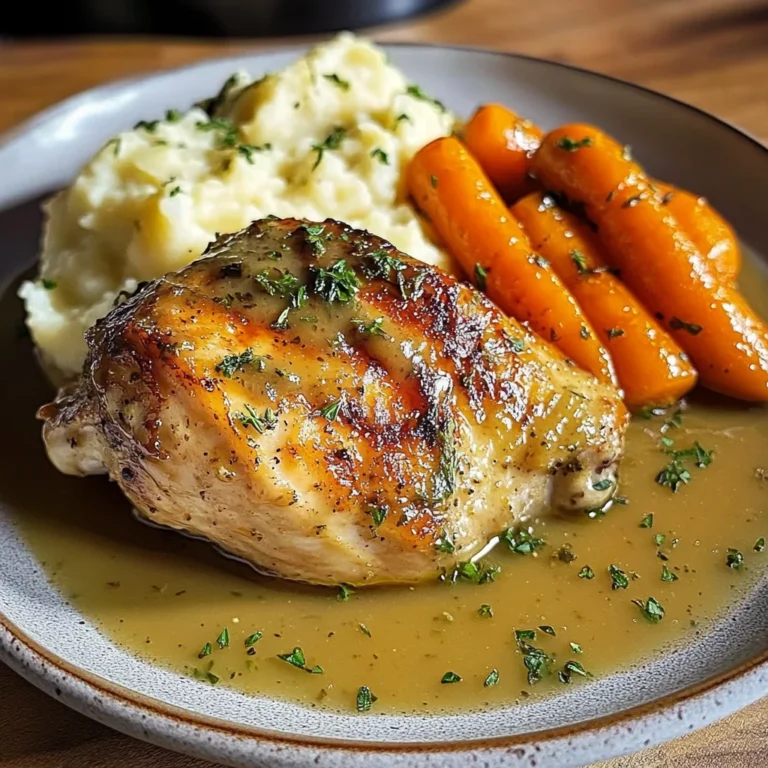 Creamy Herb Roasted Chicken with Mashed Potatoes and Honey-Glazed Carrots