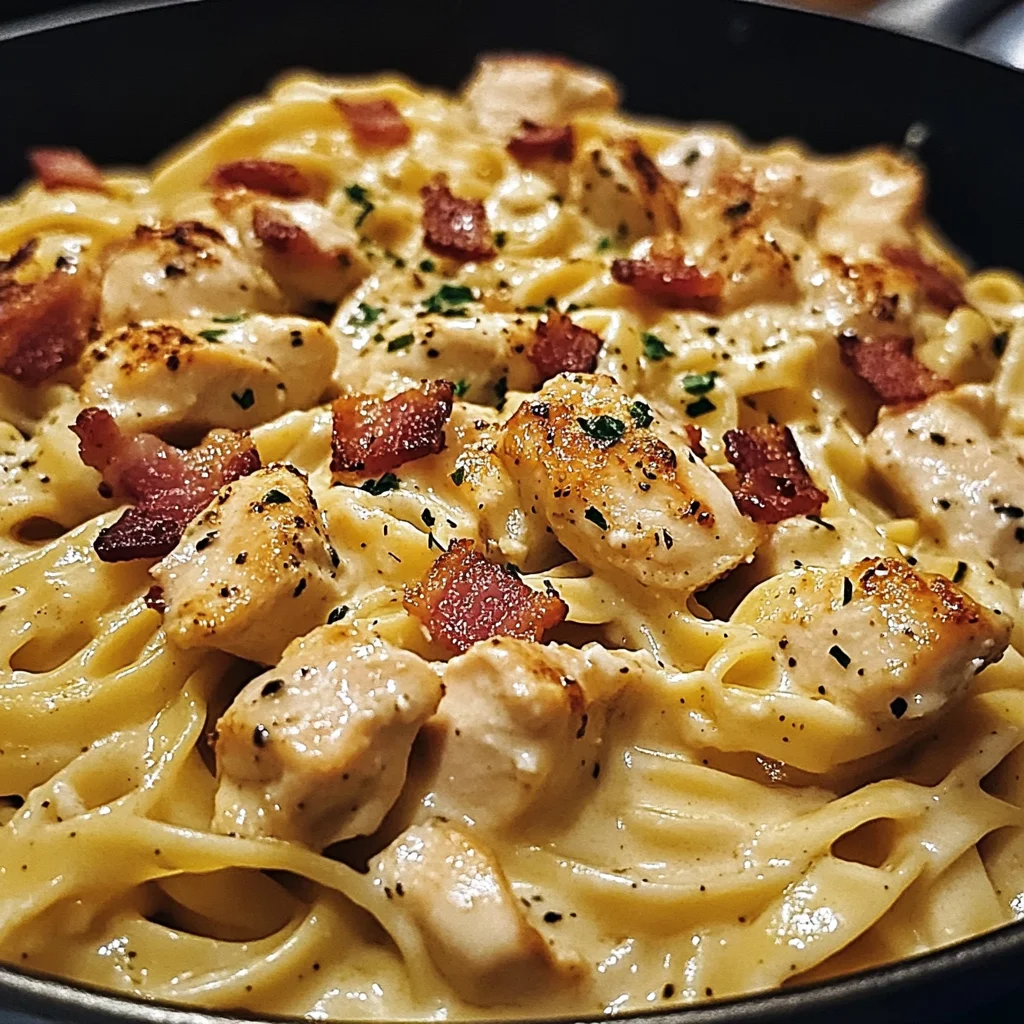 Creamy Skillet Chicken Carbonara with Bacon