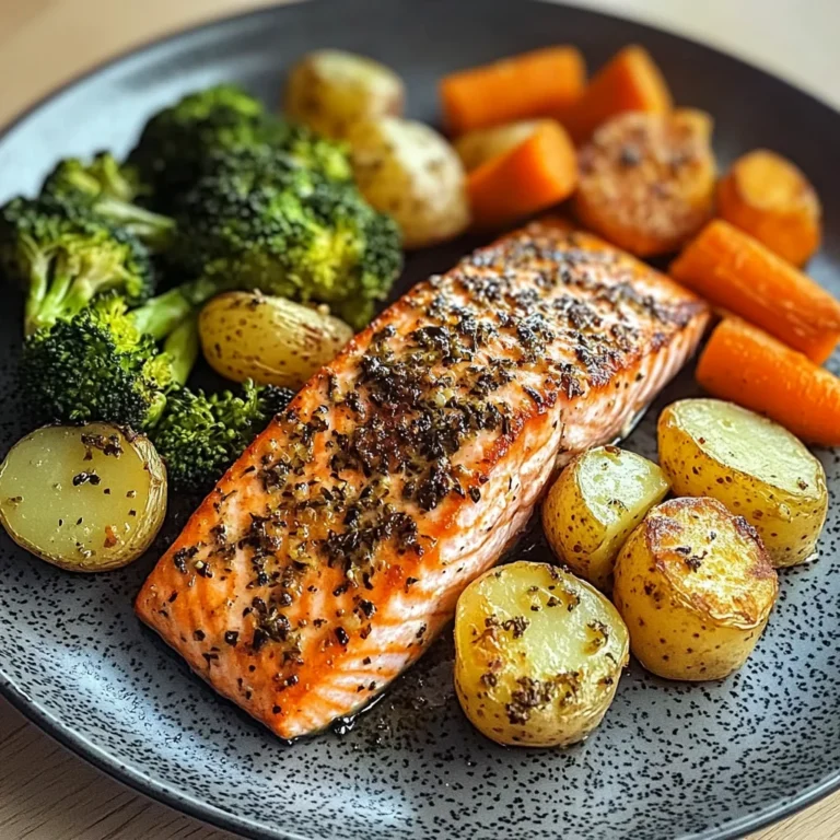 Garlic Salmon with Herbed Potatoes, Carrots & Broccoli