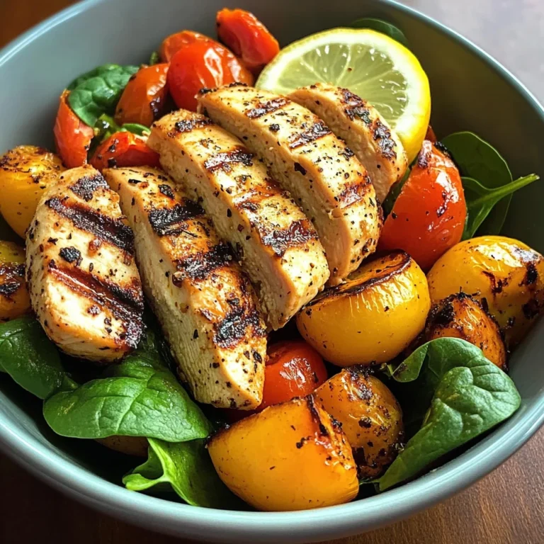 Grilled Chicken & Root Veggie Bowl with Spinach & Lemon
