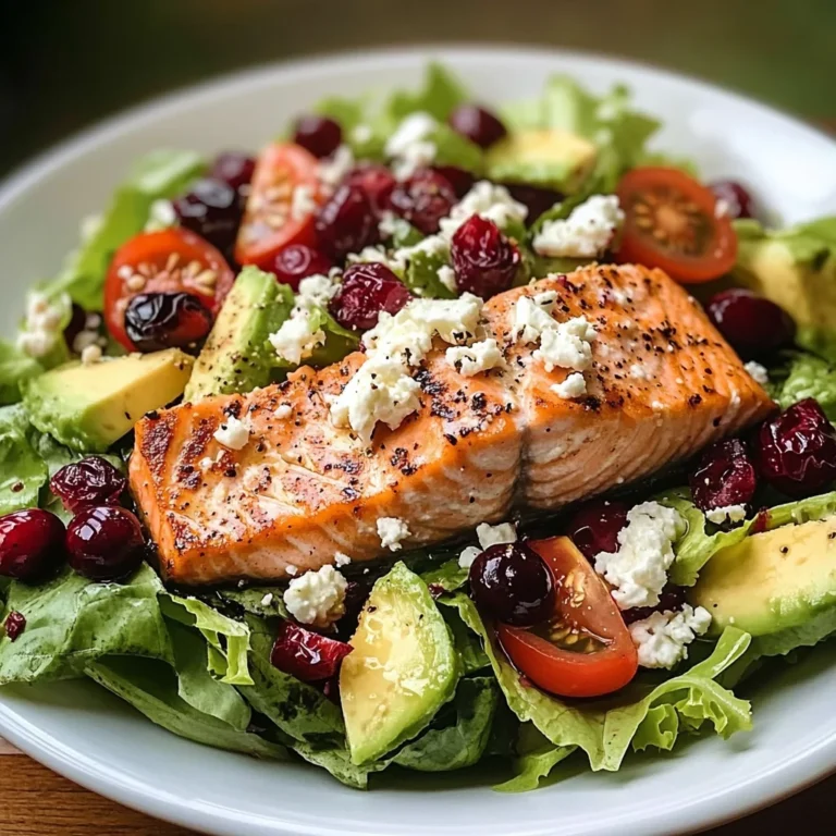 Grilled Salmon & Avocado Salad with Cranberries and Feta