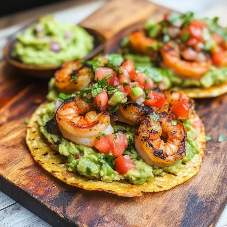 Grilled Shrimp Tostadas with Guacamole & Pico de Gallo