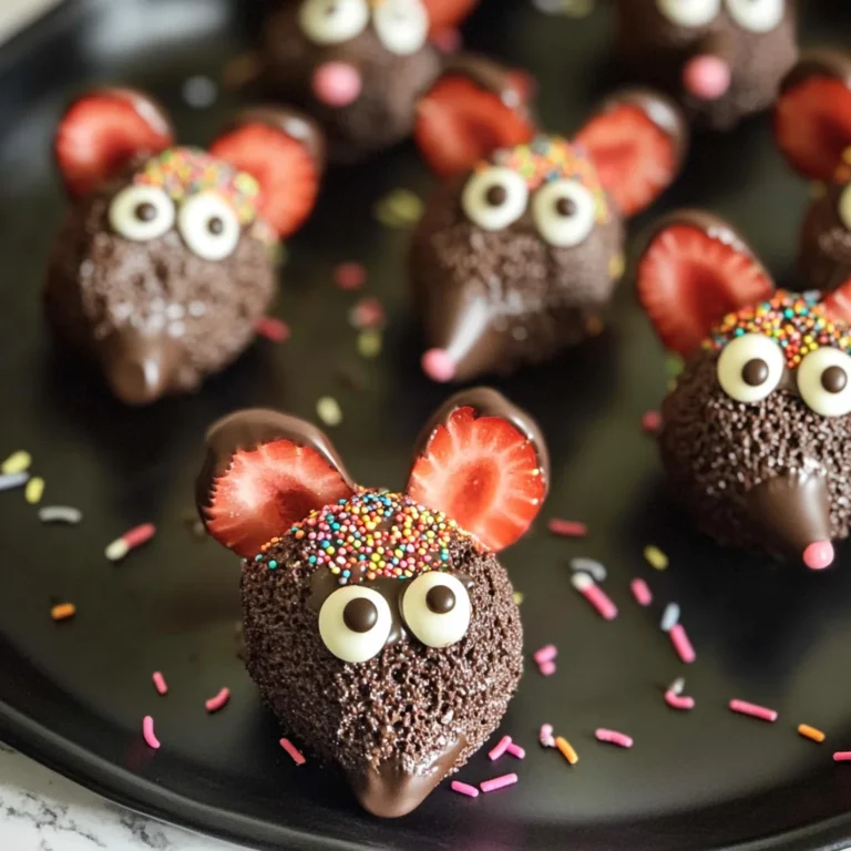 Halloween Dessert - Strawberry and Chocolate fudge mice