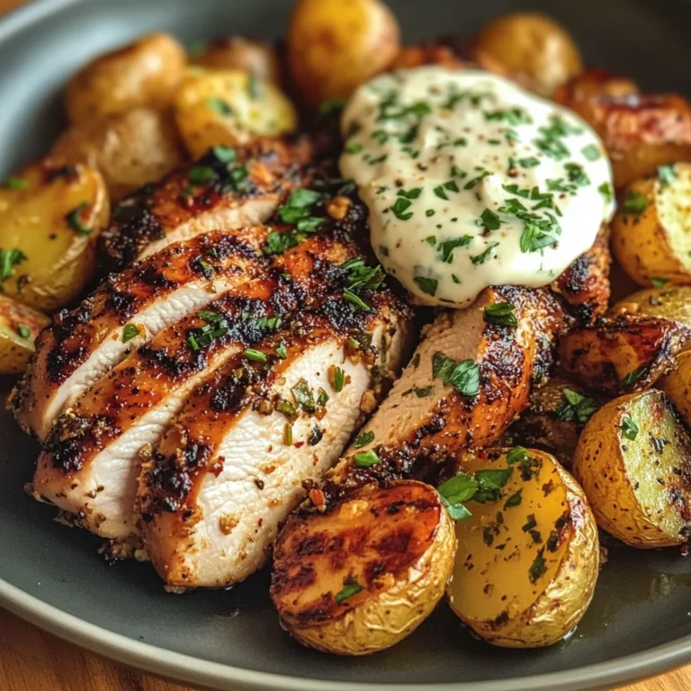 Herb-Marinated Chicken with Roasted Potatoes & Creamy Dip