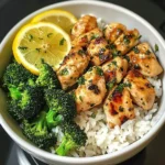 Lemon Garlic Chicken Bowl with Broccoli & Jasmine Rice