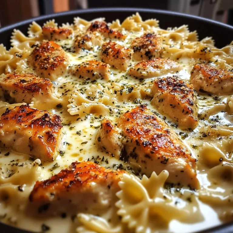 Mozzarella Garlic Butter Chicken Bowties in Cheesy Cream