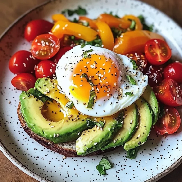 Poached Egg & Avocado Brunch Plate with Roasted Peppers