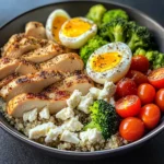 Protein-Packed Quinoa Bowl with Chicken, Eggs & Feta