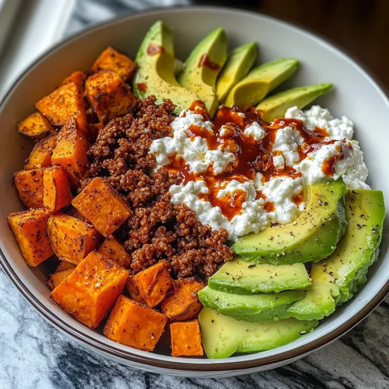 Spicy Sweet Potato Power Bowl with Avocado & Cottage Cheese