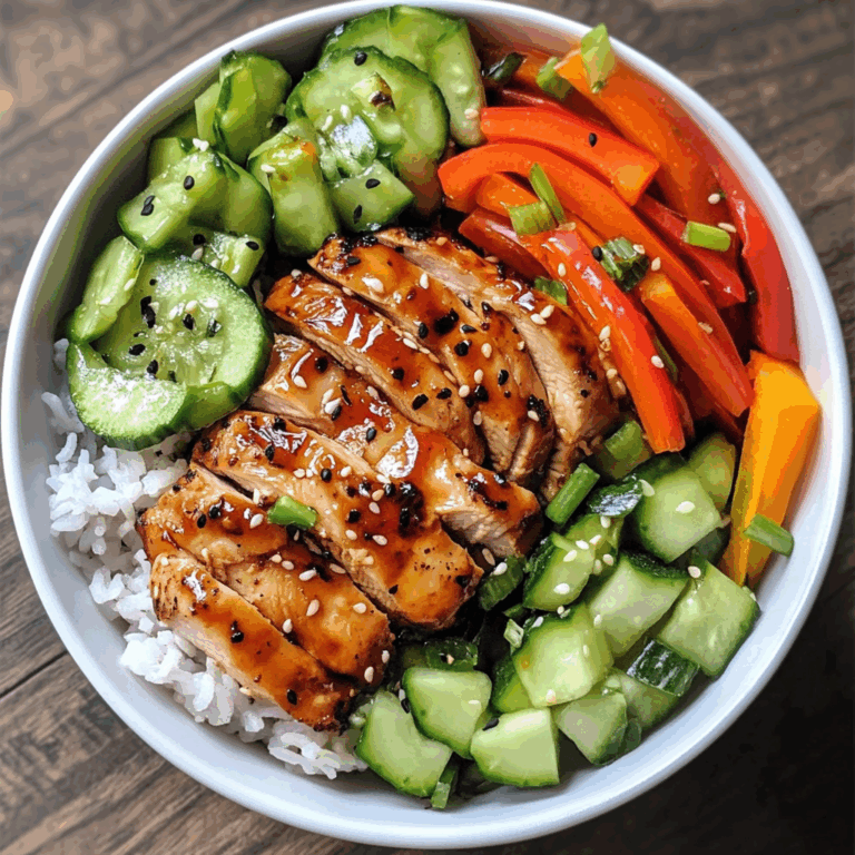 Honey Pepper Chicken Rice Bowl with Fresh Veggies