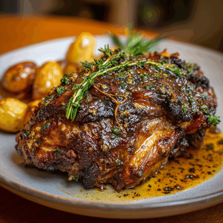 Slow-Roasted Garlic-Honey Mustard Confit Lamb Shoulder
