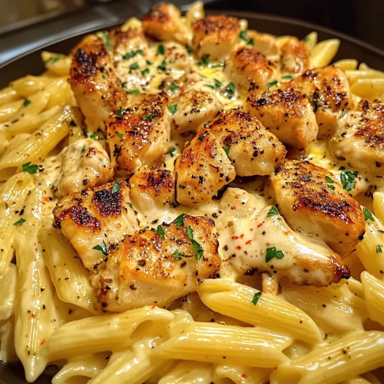 Cheesy Chicken Penne in Garlic Butter Parmesan Sauce