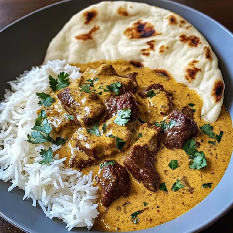 Coconut-Curry Beef with Garlic Naan & Jasmine Rice
