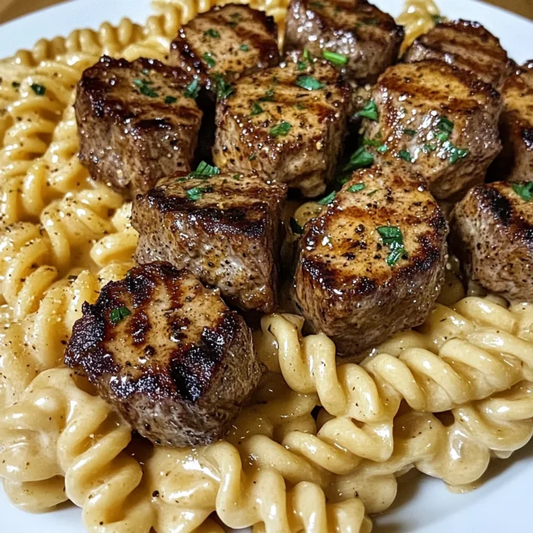 Creamy Garlic Butter Steak Bites with Spicy Cajun Alfredo Twisted Pasta