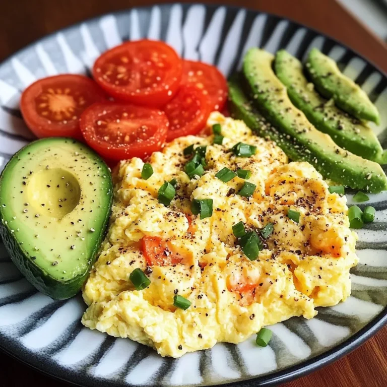 Creamy Scrambled Eggs with Tomato & Avocado