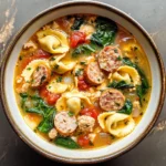 Easy Sausage Spinach Tortellini Soup