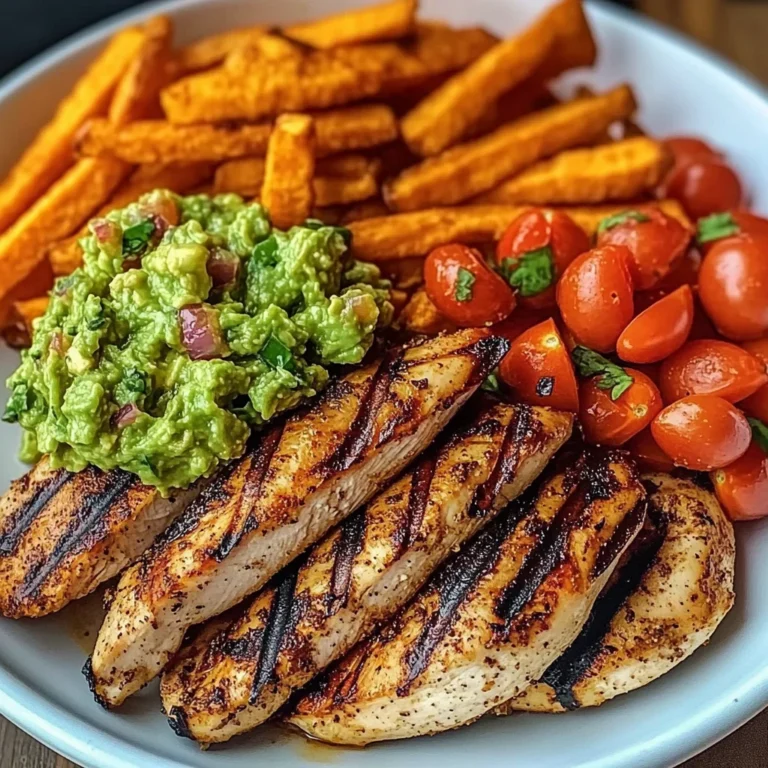 Grilled Chicken with Sweet Potato Fries & Chunky Guac