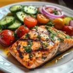 Grilled Salmon with Fresh Cucumber & Tomato Salad