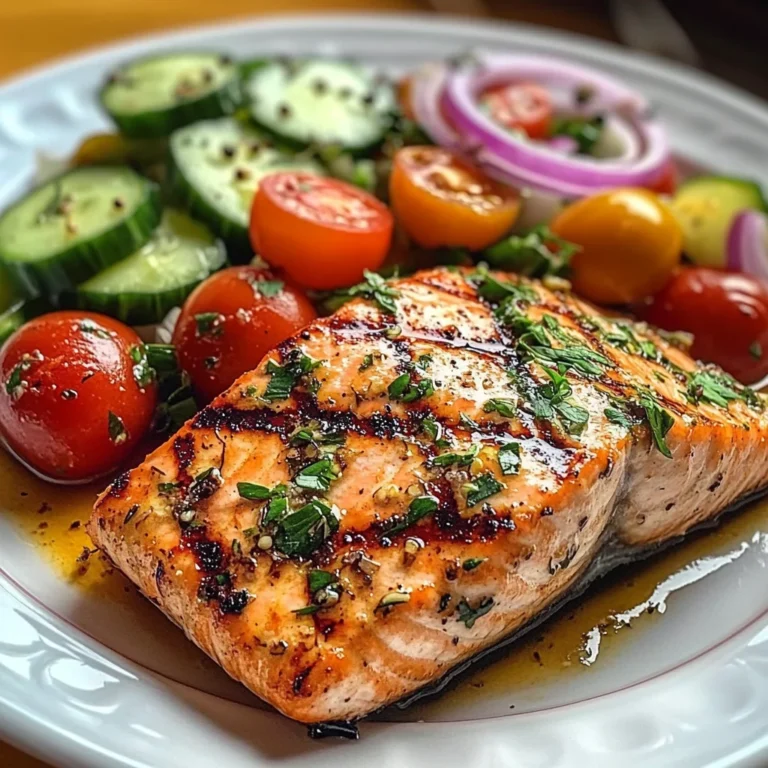 Grilled Salmon with Fresh Cucumber & Tomato Salad