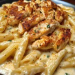 Spicy Garlic Chicken Penne in Velveeta Alfredo