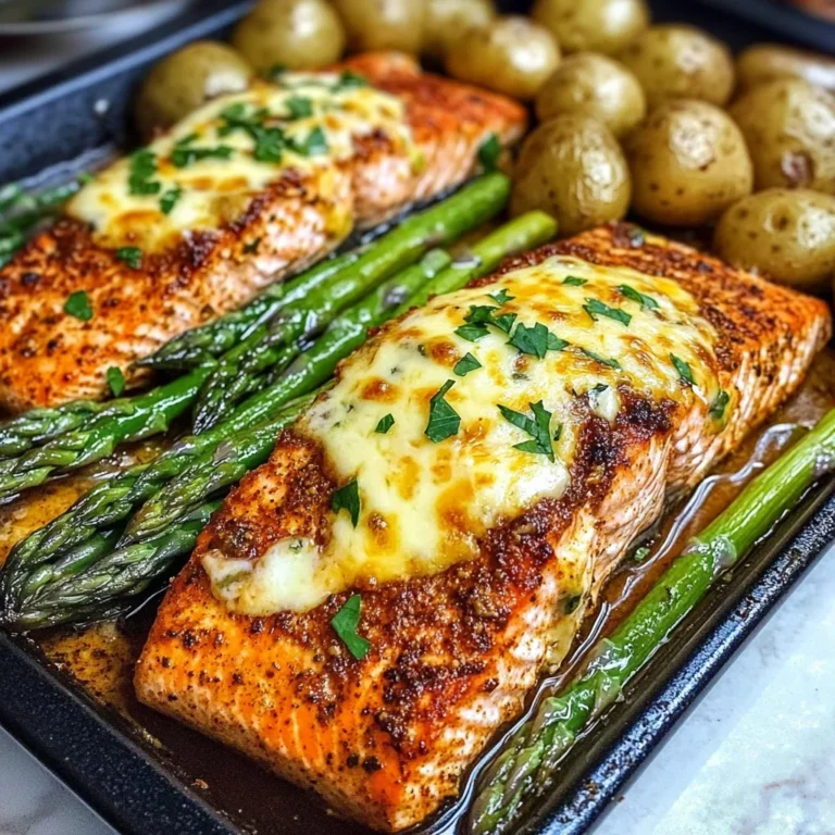 Baked Cajun Salmon with Cheesy Asparagus & Garlic Potatoes