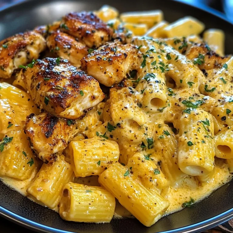 Creamy Cajun Chicken Rigatoni with Garlic Butter Sauce