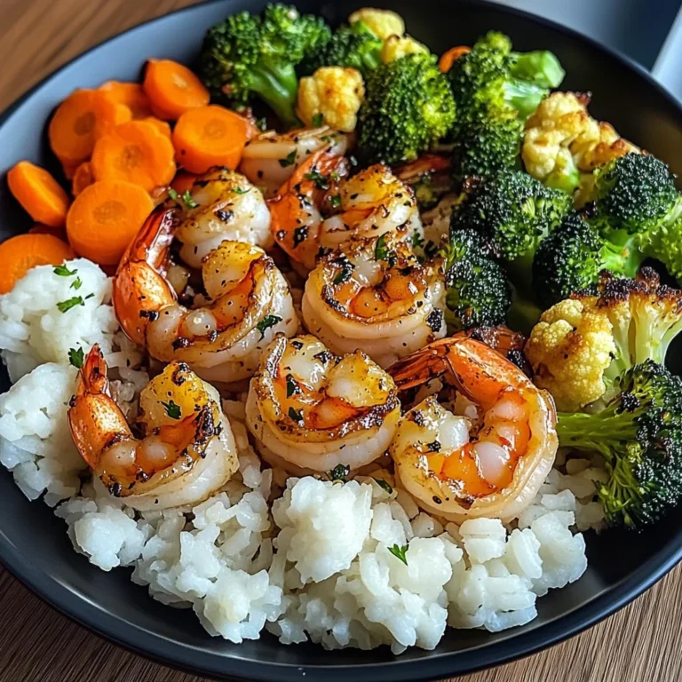 Garlic Butter Shrimp with Steamed Rice & Mixed Vegetables
