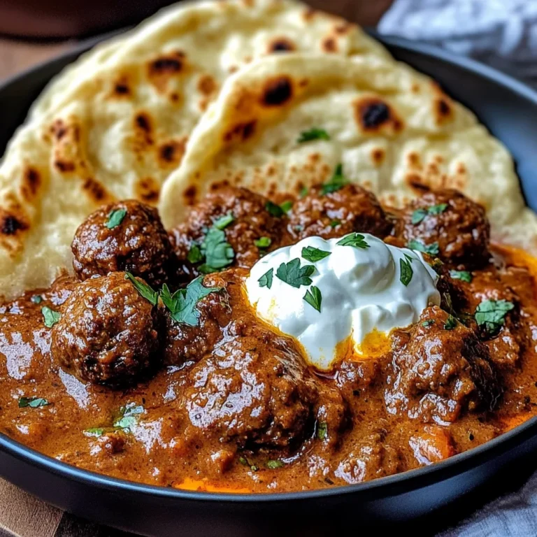 Harissa Beef Meatballs with Yogurt Sauce and Garlic Naan