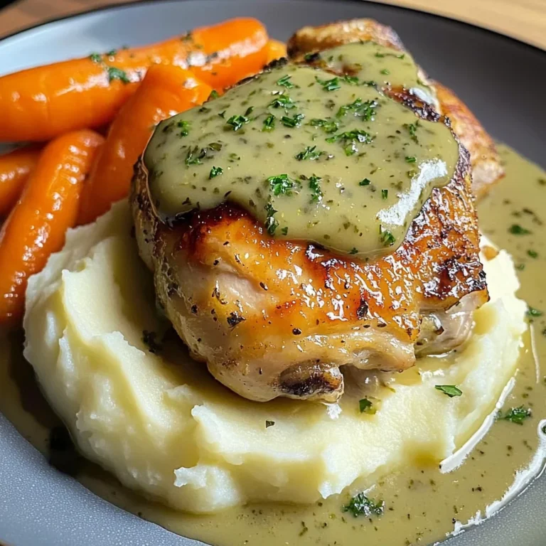 Herb-Cream Chicken with Mashed Potatoes & Glazed Carrots