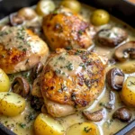 Herb Roasted Chicken in Creamy White apple vinegar Sauce