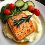 Rosemary Salmon with Mashed Potatoes & Fresh Garden Salad