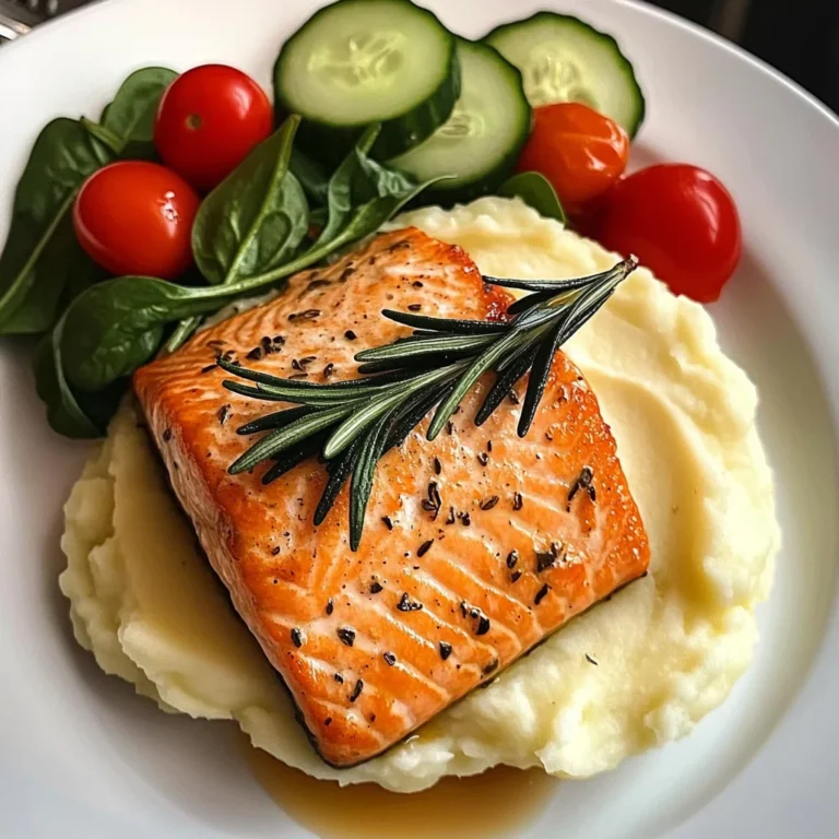 Rosemary Salmon with Mashed Potatoes & Fresh Garden Salad