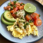 Scrambled Egg & Avocado Plate with Tomato Salad & Sauerkraut