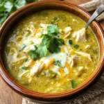 Green Chicken Enchilada Soup - Creamy and Cheesy!