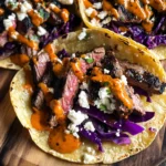 Steak Tacos with Chipotle Sauce & Roasted Cabbage Slaw
