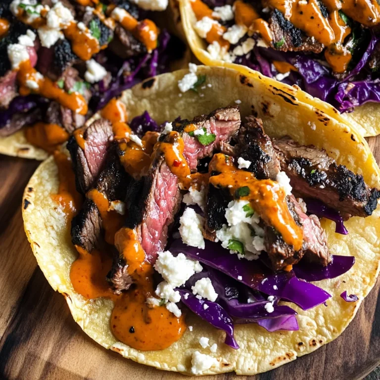 Steak Tacos with Chipotle Sauce & Roasted Cabbage Slaw
